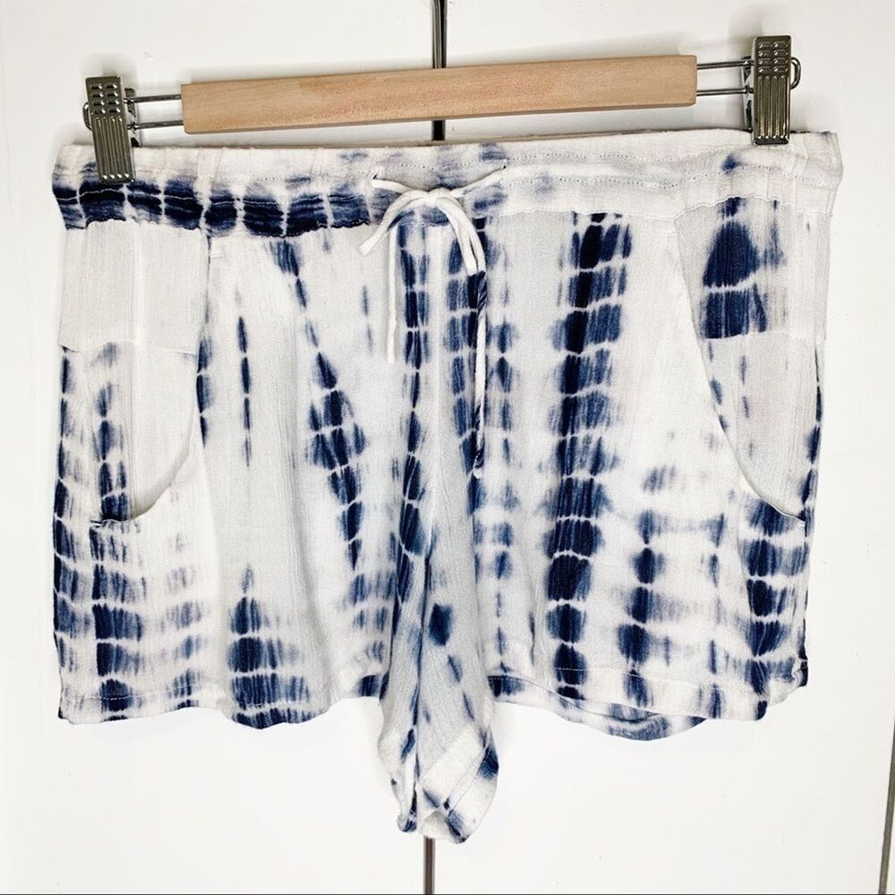 Women’s Shorts Pull On elastic waist stripe Small White Blue - Picture 3 of 12
